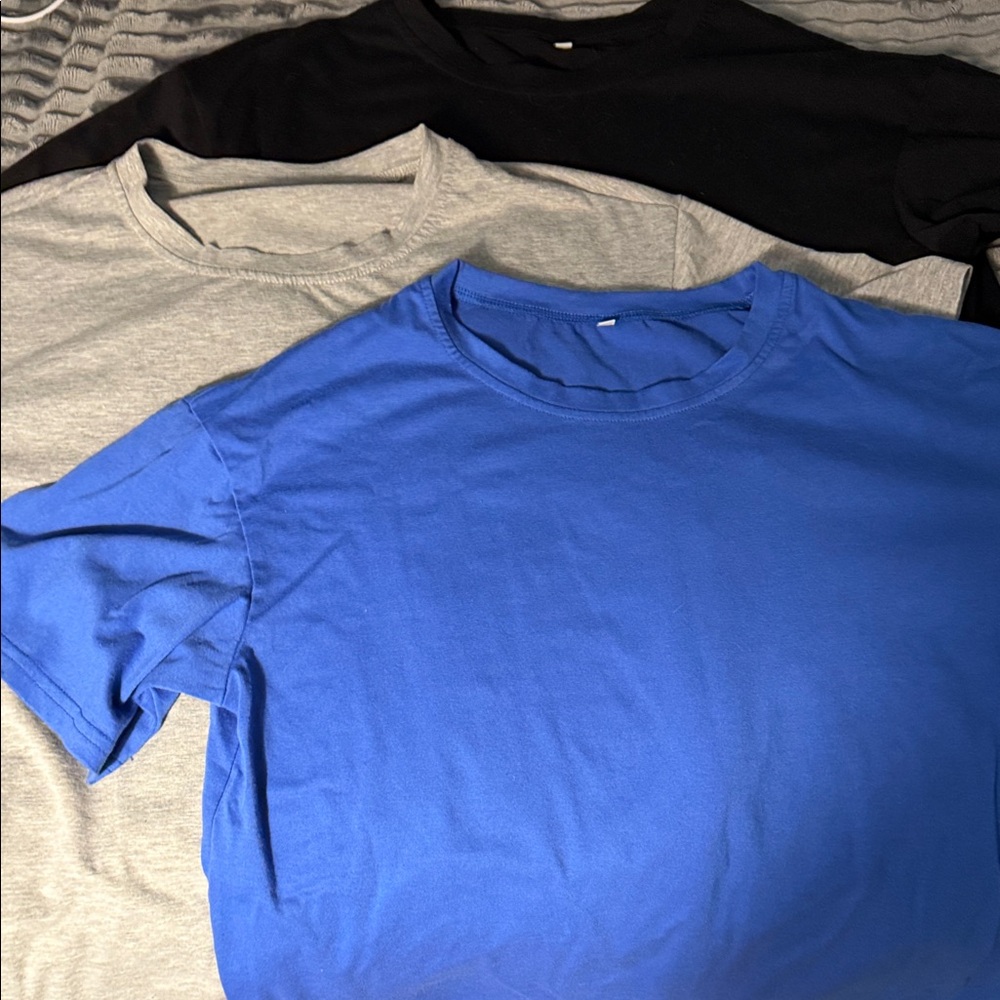 Women Short Sleeve Crewneck T-Shirt - Blue, Gray, Black.